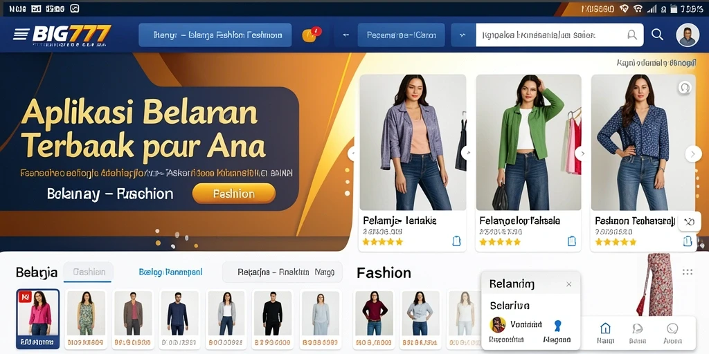 Antarmuka aplikasi BIG777 yang menarik dan mudah digunakan untuk belanja fashion.