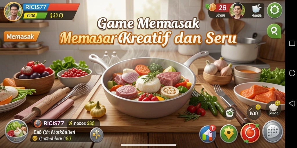 Tampilan antarmuka RICIS77 yang menarik saat memasak.
