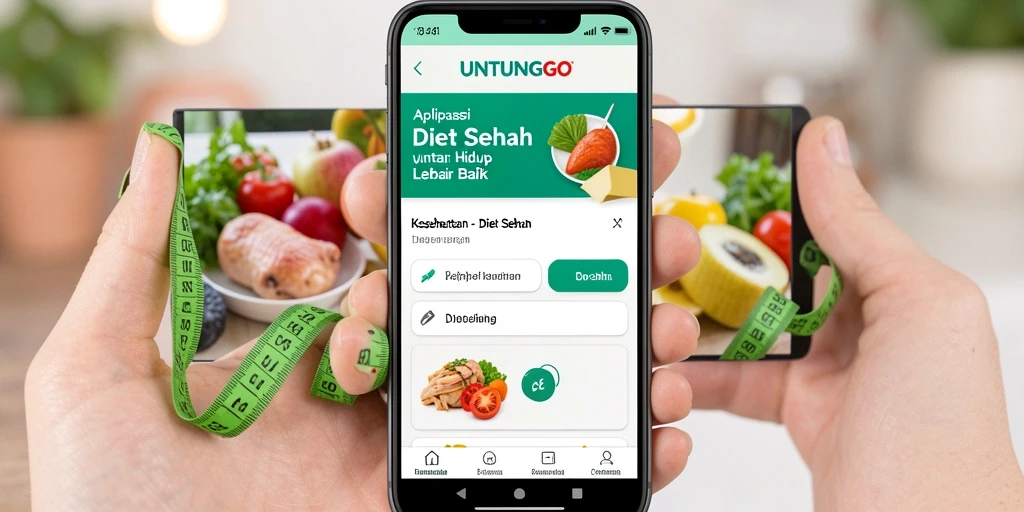 Antarmuka UNTUNGGO yang menarik dan fungsional untuk diet sehat.