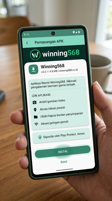 Tampilan halaman APK winning568
