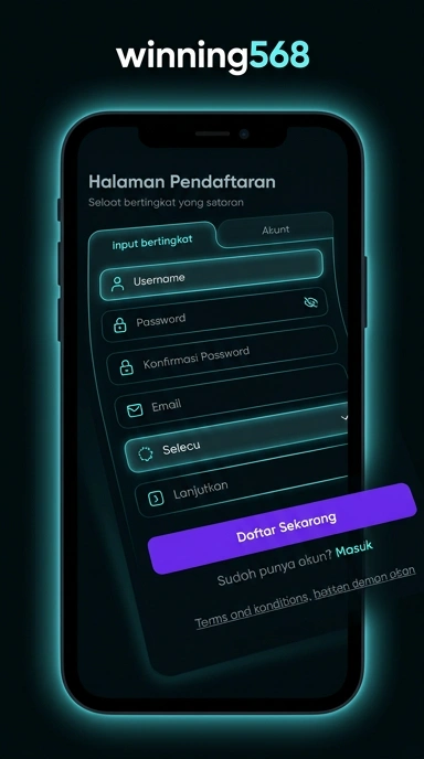 Tampilan halaman daftar winning568